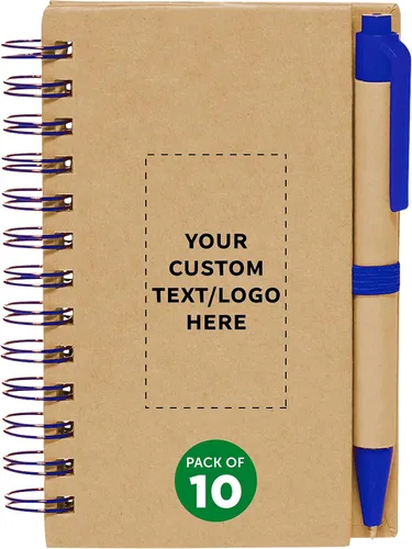 Vista 2 de DISCOUNT PROMOS Juego de 1 mini cuadernos en espiral personalizados con bolígrafos de tinta negra, paquete personalizado a granel, perfecto