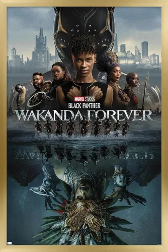 Vista 15 de Marvel Black Panther: Wakanda Forever - Póster de pared de una hoja, 22.4 pulgadas de largo x 14.7 pulgadas de ancho, versión enmarcada de madera