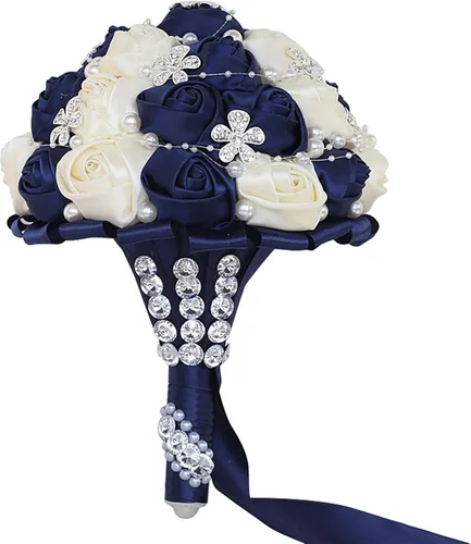 Vista 19 de XINNI Ramo de boda negro para novia, dama de honor, satén con diamantes de imitación y perlas para boda, fiesta de quinceañera, negro y marfil