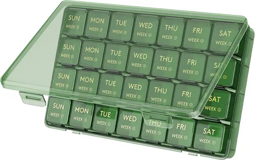 Vista 11 de Lifewit Organizador mensual de píldoras, pastillero de 28 días, 4 semanas, un mes, cajas de vitaminas, compartimentos grandes, organizador de Negro