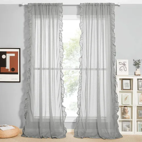Vista 28 de KGORGE Cortinas opacas para sala de estar, aislamiento térmico, cortinas insonorizadas y cortinas estilo rústico estilo bohemio para cocina