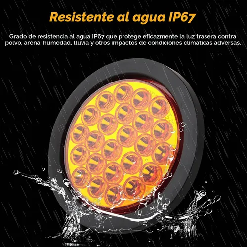 Vista 5 de Partswcgg 4 piezas de luces estroboscópicas redondas ámbar de 10,16 cm, 24 luces LED para remolque con patrones de parpadeo sólidos para lámparas