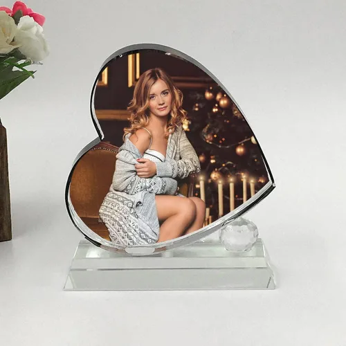 Vista 4 de ITODA Foto de cristal personalizada, marcos de pie personalizados para bodas, cumpleaños, nacimientos y día de San Valentín Forma de manzana