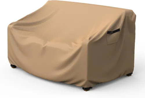 Vista 9 de Mrrihand 2-Seater Outdoor Patio Sofa Cover Waterproof 60"W×34"D×30"H Black Negro