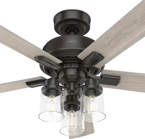 Vista 8 de Hunter Hartland, ventilador de techo, para interiores, montaje estándar, 52 pulgadas, bronce noble