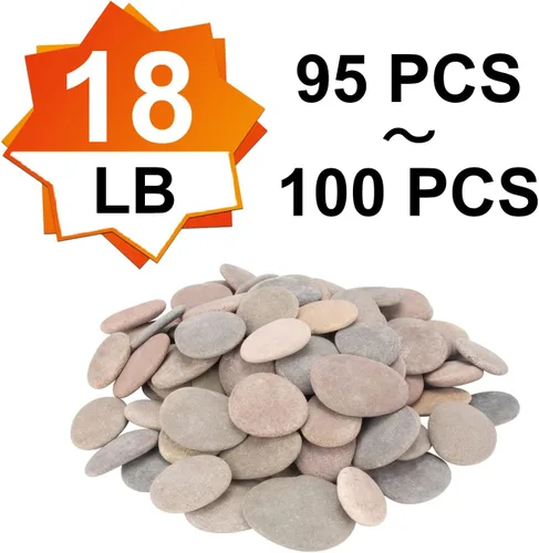 Vista 10 de Aproximadamente 100 piezas de rocas para pintar, 2.2"-3.5", planas, suaves - de río, para manualidades, piedras de bricolaje DIY, 18 libras