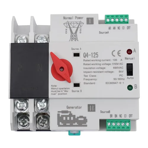 Vista 11 de Interruptor de transferencia automática de doble potencia, interruptor de cambio de generador de energía dual 63A 2P, interruptor comercial de 110 V