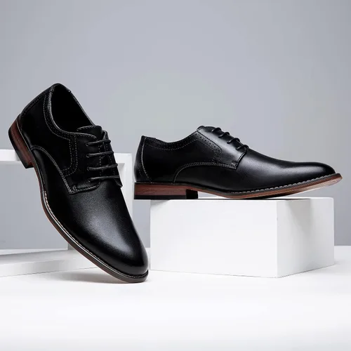 Vista 5 de Vostey Zapatos de vestir para hombre clásicos con punta de ala Brogue Oxfords