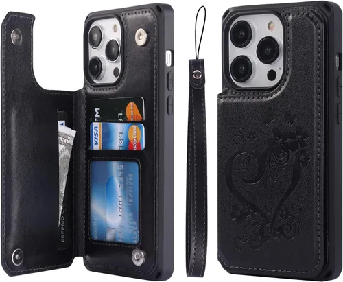 Vista 13 de Cavor Funda para iPhone 14 Pro Max con Tarjetero, Funda Cartera para iPhone 14 Pro Max para Mujeres y Hombres, Soporte de Tarjetas de Crédito