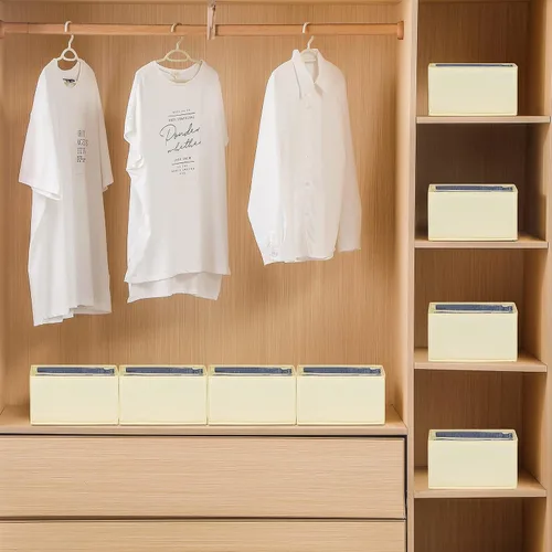 Vista 7 de Organizadores de cajones para jeans y ropa, caja de almacenamiento de armario de 5 compartimentos, organizador de ropa lavable para ropa plegada