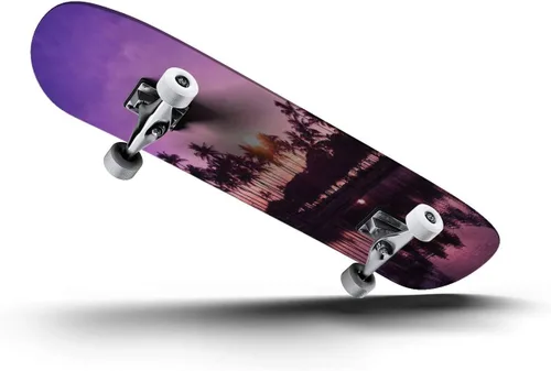 Vista 2 de Patinetas Palmeras y puesta de sol del cielo Hawaii Superficie del agua Fotos de archivo Classic Cóncavo Skateboard Cool Stuff Regalos