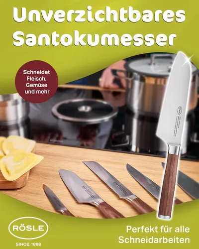 Vista 3 de Rösle Colección de cuchillos Masterclass, cuchillo Santoku, hoja de 8.6 pulgadas