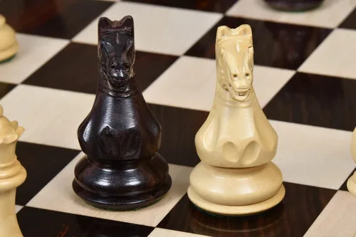Vista 4 de Fierce Knight Staunton Wooden Chess Pieces – 3.5" King in Indian Rosewood & Boxwood for Tournament and Collector Use