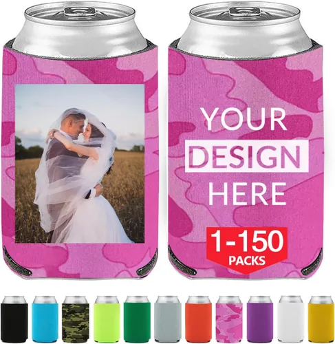 Vista 14 de Enfriadores de cerveza personalizados personalizados con foto imagen logotipo texto personalizado 1-150pcs soporte de latas a granel manga aislante