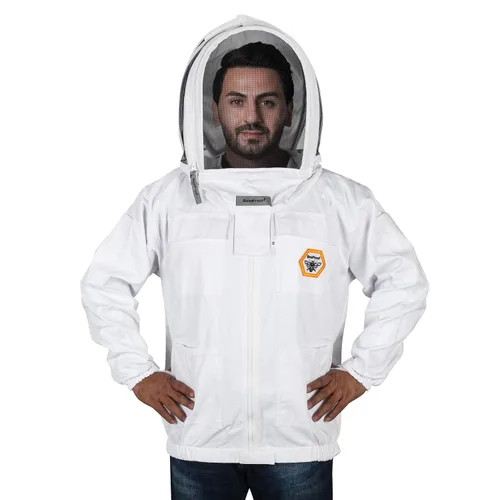 Vista 6 de BP-101 - Chaquetas de apicultura con velo de esgrima de algodón transpirable, traje de apicultor de protección total para profesionales