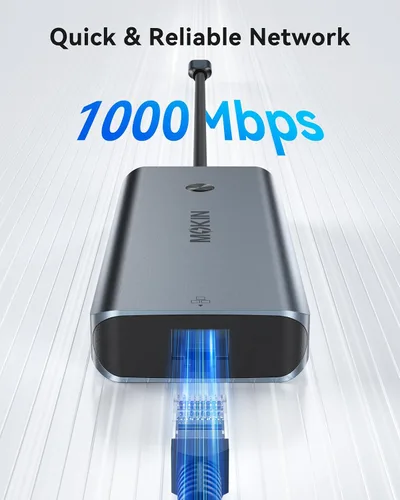 Vista 7 de Hub USB C para MacBook Pro/Air, Mac Dongle con 3 puertos USB, USB C a HDMI, USB C a RJ45 Ethernet, MOKiN 8 en 1 USB C a HDMI, carga PD de 100 W
