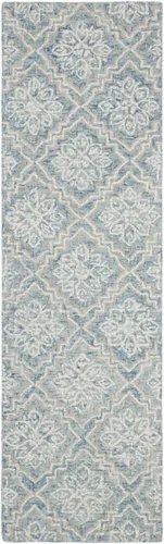 Vista 8 de SAFAVIEH Abstract Collection - Alfombra decorativa, 2 x 3 pies, azul y gris, lana hecha a mano, ideal para zonas de alto tráfico en entrada, sala