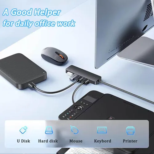 Vista 5 de Concentrador USB 3.0, VIENON USB Hub con 4 Puertos USB 3.0 Hembra, Divisor USB Extensor USB para PC, Portátil, Xbox, PS4/5, Unidad Flash, HDD