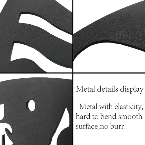 Vista 4 de CREATCABIN Arte de pared de metal para decoración de notas musicales, placas colgantes de hierro, letrero de escultura para interiores y exteriores