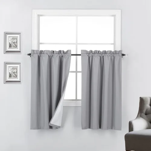 Vista 13 de 2 paneles de cortinas opacas con aislamiento térmico y forro blanco en la parte trasera para ventana de bloqueo de luz para cualquier ventana