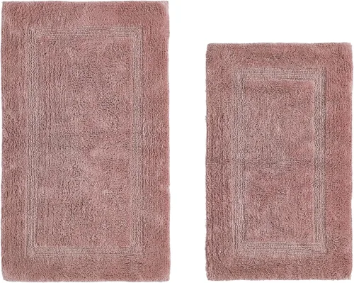 Vista 546 de Better Trends - Juego de 2 alfombras de baño 100% algodón, extra suaves, con borlas, de 17" x 24", alfombra de baño superabsorbente y reversible