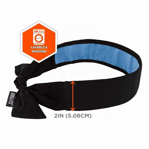 Vista 7 de Ergodyne Chill Its 6700CT - Bandana de enfriamiento, forrada con material PVA evaporativo para un alivio de enfriamiento rápido, lazo para un ajuste