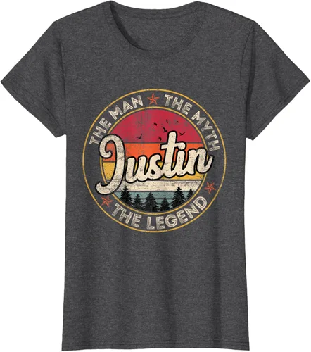 Vista 4 de Justin The Man The Myth The Legend - Camiseta personalizada con nombre, Negro