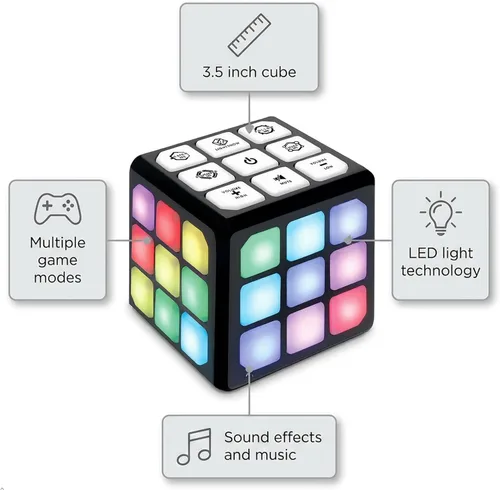 Vista 9 de Winning Fingers Cubo Intermitente Electrónico de Memoria y Juego Cerebral - 4 en 1 Juguetes Portátiles Stem para Niños - Gadgets Geniales