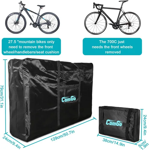 Vista 2 de CamGo Bolsa de transporte plegable de bicicleta de 26 pulgadas - Funda impermeable para viaje en tren aéreo