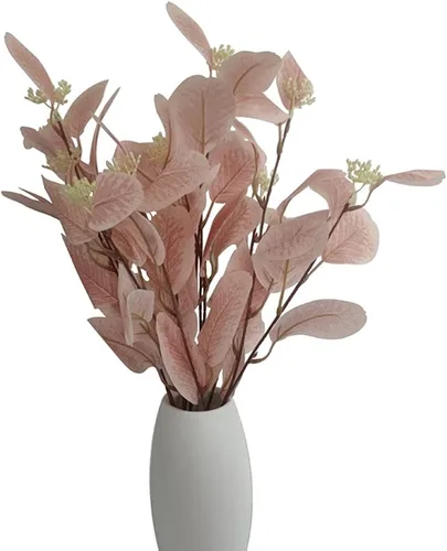 Vista 8 de 4 tallos de hojas de eucalipto artificiales, ramas de plantas de eucalipto sintético para relleno de jarrones, decoración del hogar, flores, arreglo