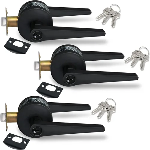 Vista 17 de MD8820-DB-BK-1P - Manija de puerta de privacidad sólida para dormitorio y baño, acabado negro mate