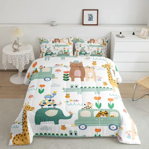 Vista 11 de Feelyou Juego de edredón de dibujos animados de gatos, juego de edredón de gatitos y flores, para niños, niñas, adolescentes, mascotas, gatos, juego