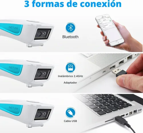 Vista 3 de NETUM Mini escáner de código de barras QR inalámbrico actualizado