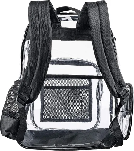 Vista 6 de Mochila transparente resistente con organizador de malla, Negro azabache