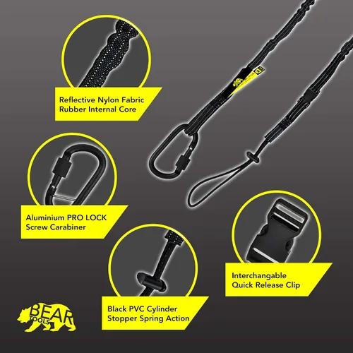 Vista 2 de BearTOOLS Cordón de seguridad intercambiable para herramienta de cambio rápido, 3 en 1, protección contra caídas de seguridad, bloqueo de tornillo