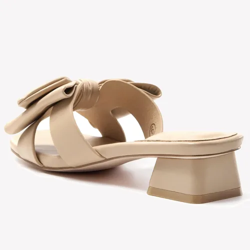 Vista 7 de Sandalias de tacón bajo elegantes con lazo para mujer, sandalias de verano con tacón grueso de bloque y puntera abierta, sandalias sin cordones