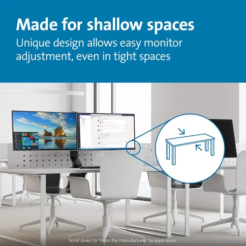 Vista 2 de Kensington Soporte de Monitor Doble para Escritorio, Soporte para Monitor Vesa con Abrazadera en C, se Adapta a 2 Monitores Ultraanchos de hasta 27