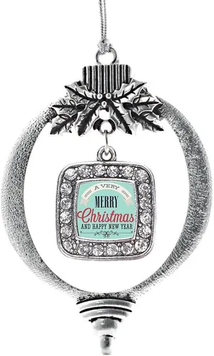 Vista 237 de Inspired Silver - Bon Voyage Cruise Ship Charm Ornamento – Adornos navideños cuadrados de plata con joyas de circonita cúbica