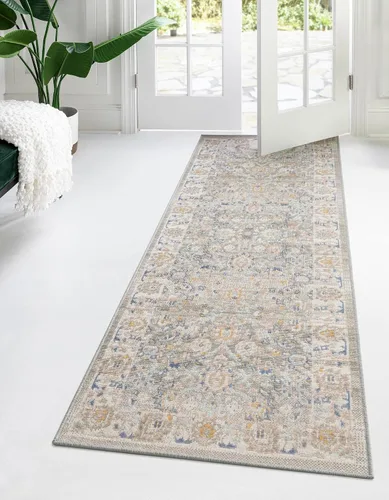 Vista 15 de Unique Loom Whitney Collection - Alfombra tradicional con borde (7 pies x 7 pies octagonal, gris nube)