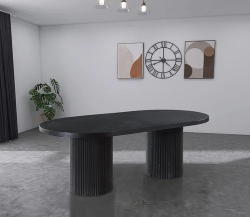 Vista 4 de Meridian Furniture Mesa de comedor de madera de roble negro Belinda