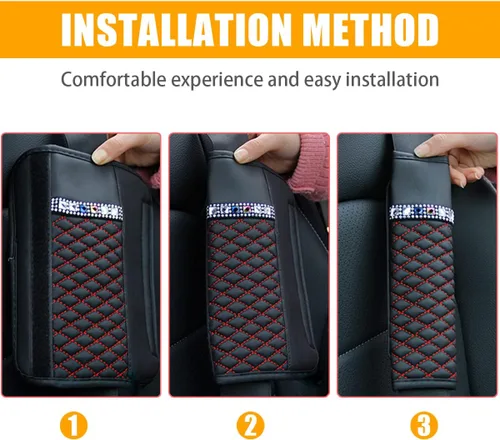 Vista 5 de AICEL - Juego de 2 fundas para cinturón de seguridad de auto, correa de hombro con brillo de strass para una conducción más cómoda, almohadillas