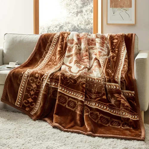Vista 8 de Nestl Manta de Forro Polar de Terciopelo de 9 Libras Tamaño Queen - 2 Capas Pesada y Cálida Estilo Coreano - Raschel Impresa Reversible - Resistente