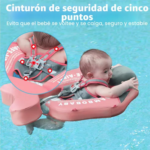 Vista 5 de HECCEI Flotador de natación para bebé con toldo, flotador sólido no inflable, lo mejora el flotador de natación infantil de material de cuero suave