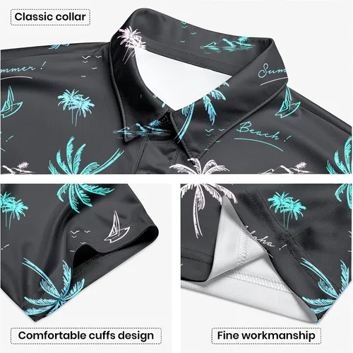 Vista 90 de Camisa de golf de los años 80 para hombre, ajuste seco, manga corta, estampada, divertidas, camisas de golf de los años 90 para hombre