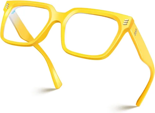 Vista 29 de VISOONE Chunky Rectangle Oversized Blue Light Blocking Computer Glasses Clear Lenses Cute Fake Large Frame Preppy Stylish Designer Fashion Screen