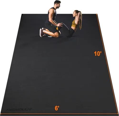 Vista 9 de Tapete de ejercicio grande de 8 x 5 pies, 12 x 6 pies, 10 x 6 pies, 6 x 4 pies, 6 x 2 pies, tapete de entrenamiento para gimnasio en casa, tapete
