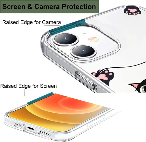 Vista 2 de Unov Funda para iPhone 12 Mini, transparente con diseño, ajuste delgado, buen agarre, funda para teléfono en relieve, cubierta protectora a prueba