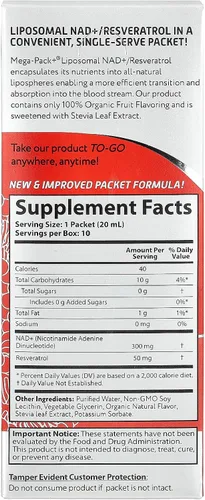 Vista 2 de Aurora Nutrascience Vida Lifescience - Suplemento líquido liposomal NAD+ con resveratrol/Amazon [NAD +/Resveratrol, paquete de 10 unidades]