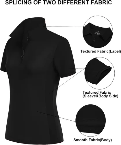 Vista 2 de JACK SMITH Camisas de golf de manga corta para mujer, ajuste seco, absorbe la humedad