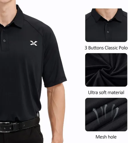 Vista 4 de Mens Big and Tall Golf Polo Shirts Dry Fit Short Sleeve Print Performance Moisture Wicking Sports Polo Shirt M-7XL
